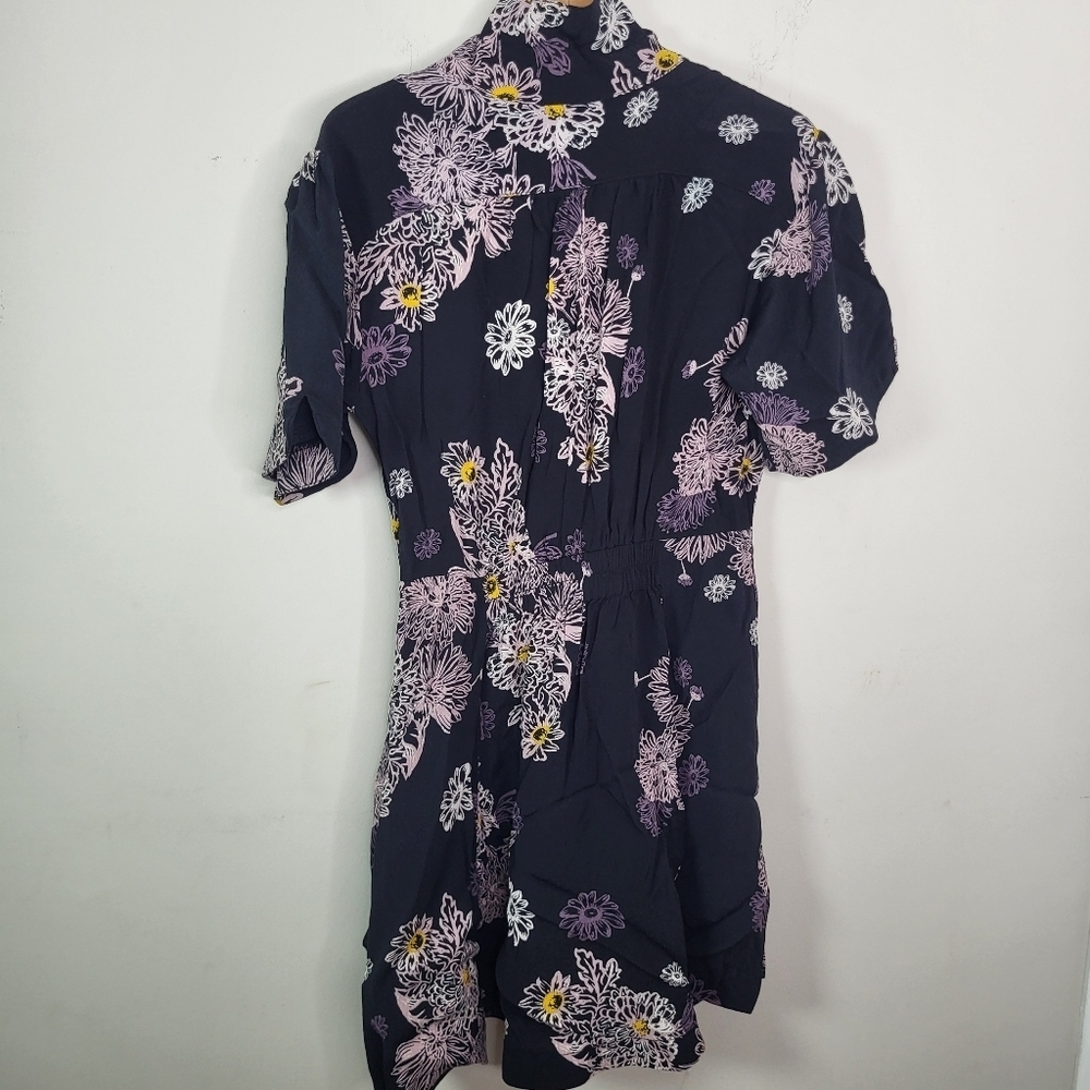 Free People Floral Black and Purple Women's Dress Sz Medium - Picture 5 of 5